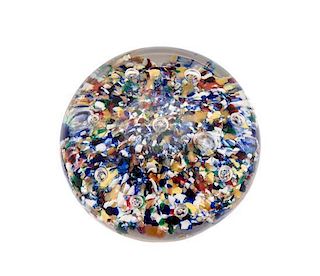 Attributed to Baccarat, , paperweight with scattered ground and bubbles
