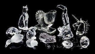 * Baccarat, , a collection of 12 frosted and clear glass figures