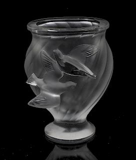 Lalique, , a Dampierre pattern frosted glass vase