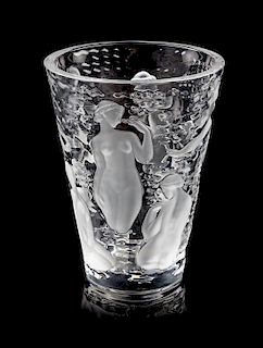 Lalique, , an Ondines pattern frosted and clear glass vase