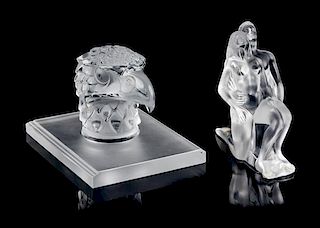 Lalique, , two glass figural sculptures