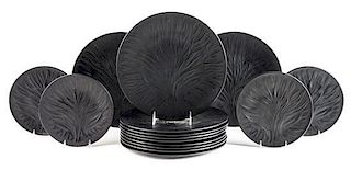 * Lalique, , a group of Algues pattern glass plates, comprising ten chargers and five dessert plates