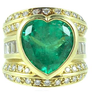 18K Colombian Emerald & Diamond Ring.