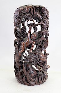 Elaborately Carved Child on Dragon Chinese Carving