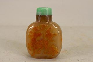 Late Qing Chinese Agate Figural Snuff Bottle