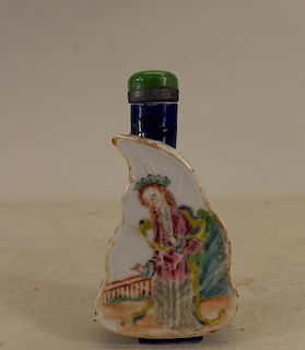 Signed, Chinese Famille Rose Figural Snuff Bottle
