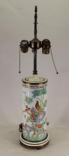 Antique Chinese Famille Verte Style Porcelain Lamp