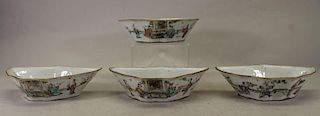 (4) Chinese Qing Dynasty Famille Rose Low Bowls