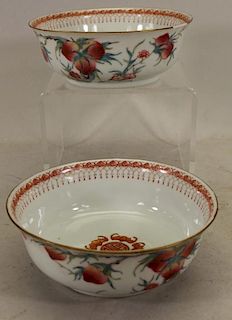 (2) Signed, Chinese Porcelain Floral/Gilt Bowls