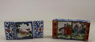 (2) Chinese Blue/White Figural Ink Stands