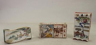 (3) Chinese Famille Rose Porcelain Ink Stands