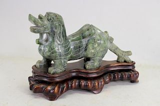 Chinese Carved Qilin on Stand
