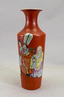 Chinese Export Orange Ground Porcelain Vase