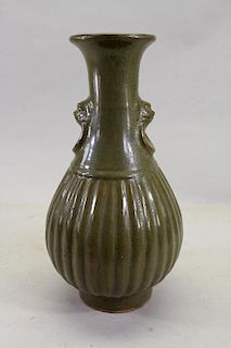 Chinese Tea Dust Glazed Stoneware Vase