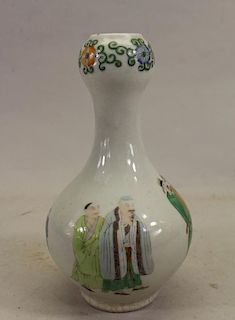Chinese Famille Rose Garlic Mouth Porcelain Vase