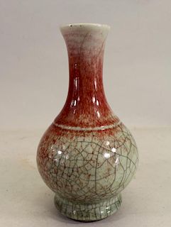 Chinese Flambe Glazed Crackleware Vase