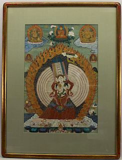 Framed Antique Tibetan Thangka