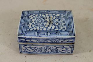 Early Antique Chinese Blue/White Lotus Box
