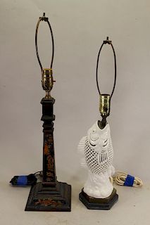 (2) Vintage Lamps, (Chinoiserie & Fish Form Lamp)