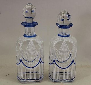 (2) Figural French Glass Decanters