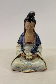 Antique Chinese Glazed Figure Holding Scroll