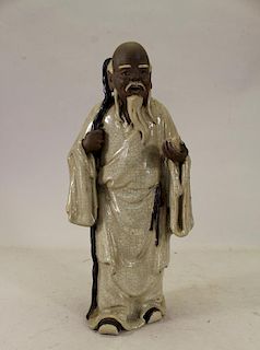 Signed, Chinese Glazed Pottery Shou Lao Figure