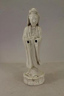 Late Qing, Blanc De Chine Porcelain Guanyin Figure