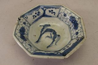Early Antique Chinese Blue/White Octagonal Dish