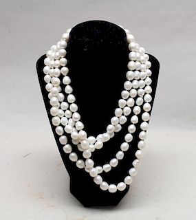 Long Strand Necklace of Cultured Pearls