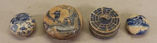 (4) Antique Chinese Seal Paste Boxes