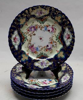 (5) Unmarked Floral Motif Painted Porcelain Dishes