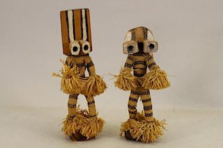 African Western Pende Wood and Fiber Dancers