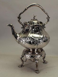 Antique English Silver Plate Kettle on Stand
