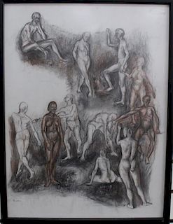 Signed, 20th Century Drawing of Nude Figures