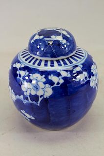 Antique Chinese Blue/White Hawthorne Pattern Jar