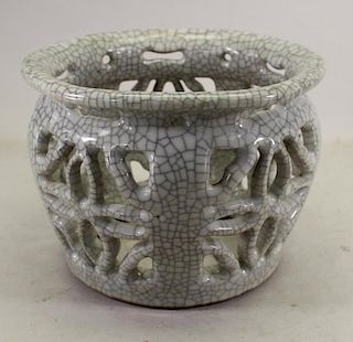 Chinese Crackleware Reticulated Base