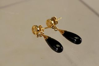 Black Jade/Gold Earrings
