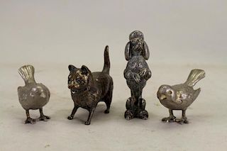 (4) Silvered Mixed Metal Animal Articles