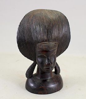 African Style Carved Wooden Female Bust