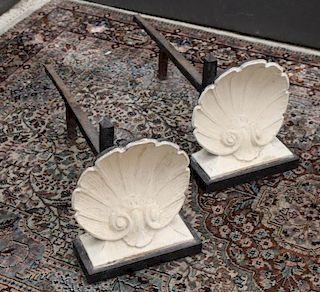 Antique Shell Form Andirons