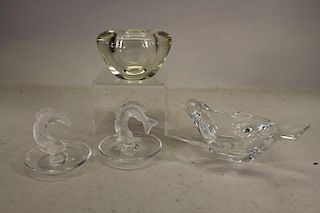 (4) Assorted Glass Pieces, (2) Lalique