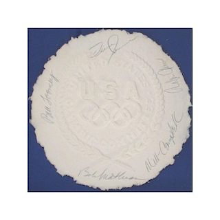 US Olympic Paper Cast Signed by Gold Medal Decathlon Winners