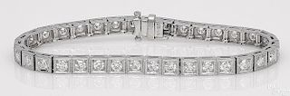 Platinum diamond block bracelet