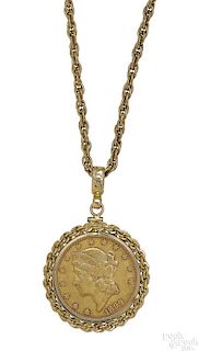 Twenty dollar 1899 gold coin pendant