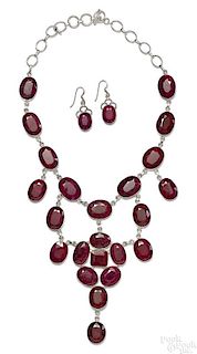 Sterling silver ruby necklace