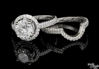 14K white gold diamond engagement ring