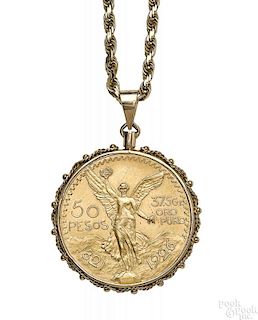 Fifty peso gold 1926 coin pendant