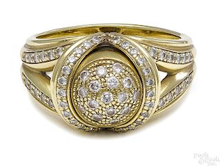 18K yellow gold removable diamond bullet ring