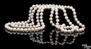 Opera length Akoya pearl necklace