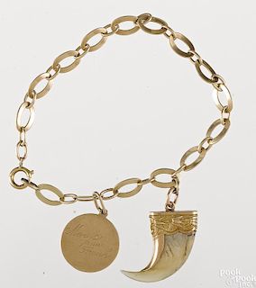 14K yellow gold bracelet with charms